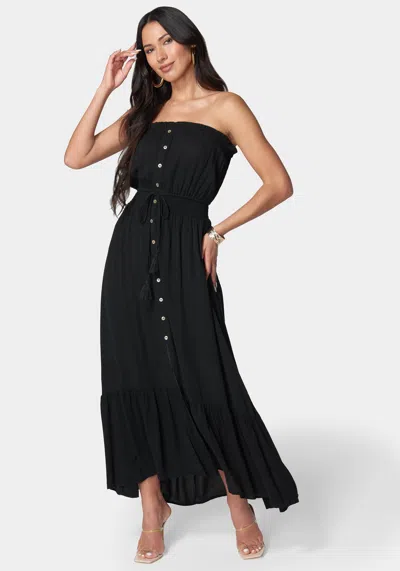 Bebe Strapless Maxi Dress In Black