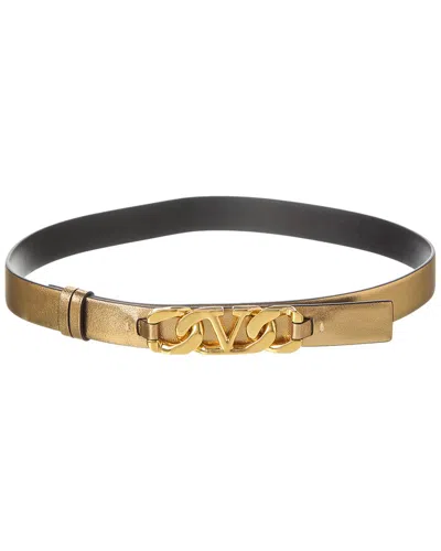 Valentino Garavani Chain Vlogo Leather Belt In Yellow