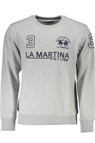 La Martina Gray Cotton Sweater In Grey