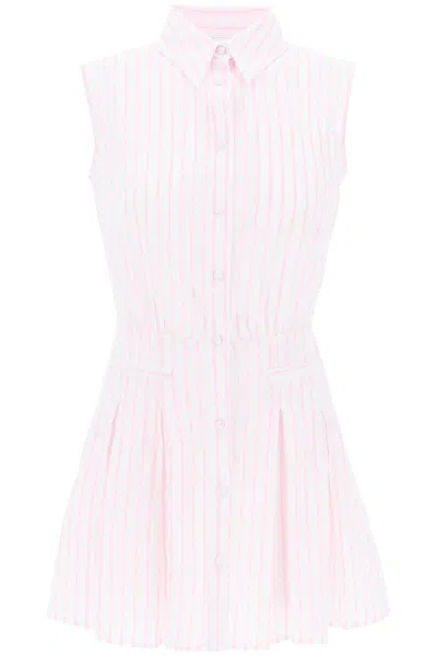 Mvp Wardrobe Striped Mini Chemisier Dress In Rosa