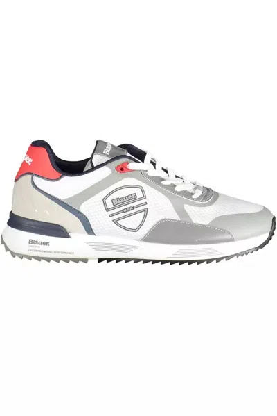 Blauer White Polyester Trainer In Grey