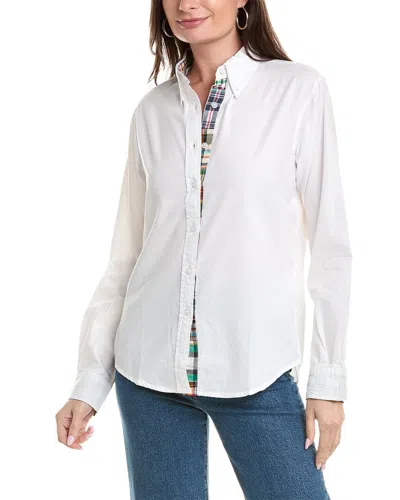 Castaway Button Down Trim Shirt In White