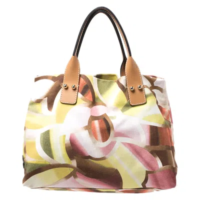 Missoni Multicolor Printed Canvas And Leather Tote