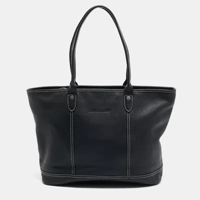 Longchamp Leather Shopper Tote In Black