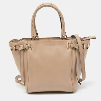 Michael Kors Beige Leather Amelia Top Zip Tote