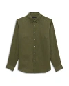 Theory Irving Relaxed Linen Shirt Dark Olive