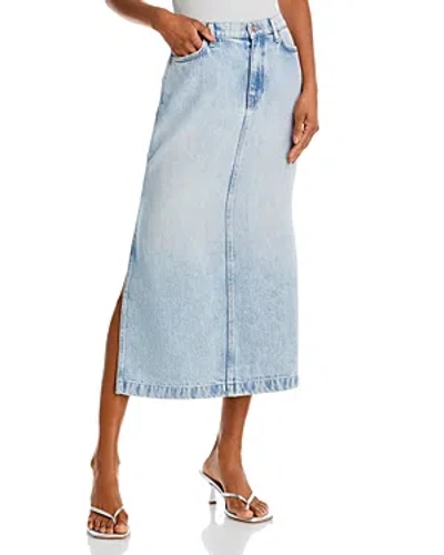 7 For All Mankind Denim Midi Skirt In Abyss