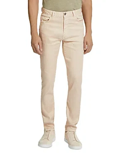 Zegna Roccia Linen & Cotton Stretch Twill Slim Fit Jeans In Beige