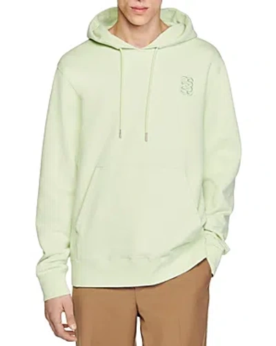 Sandro Logo-embroidered Hoodie In Verts