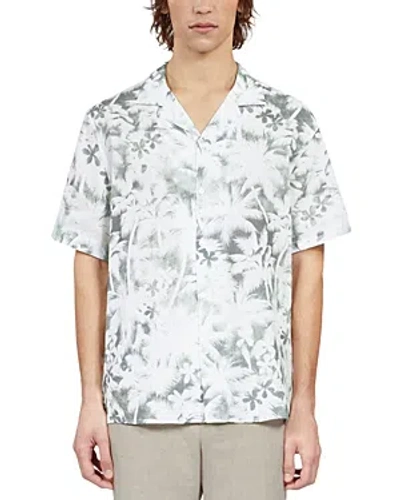 The Kooples Linen-blend Palm Tree Print Shirt In White