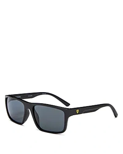 Ferrari 长方形框太阳眼镜 In Black/gray Polarized Solid