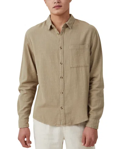 Cotton On Men's Stockholm Long Sleeve Shirt In Biscuit Slub