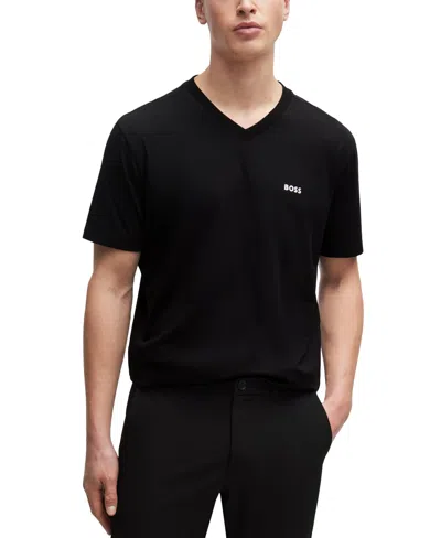 Hugo Boss Boss By  Men's Contrast Logo Regular-fit T-shirt In Black