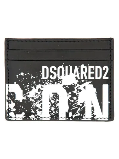 Dsquared2 Splash Icon Printed Card Holder In Black