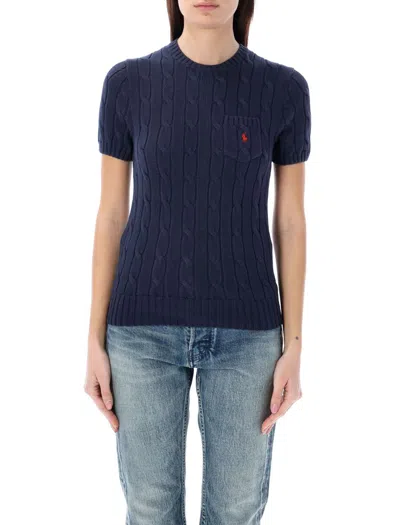 Polo Ralph Lauren Short Sleeve Knit Cable In Blu