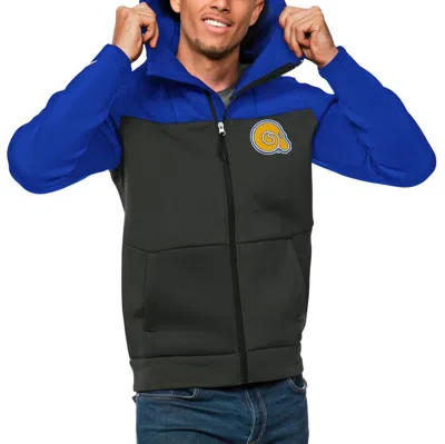 Antigua Royal/charcoal Albany State Golden Rams Protect Full-zip Hoodie