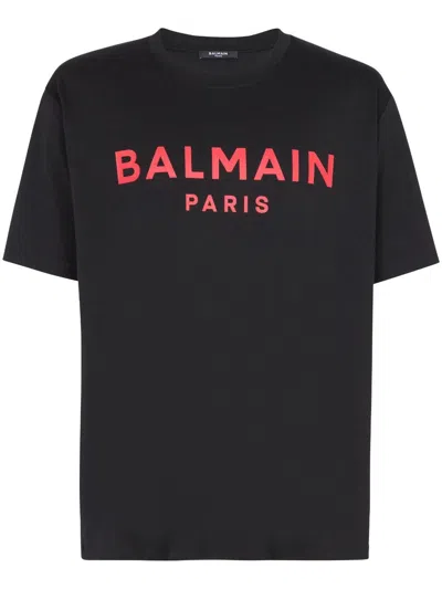 Balmain Logo Print T-shirt In Black  