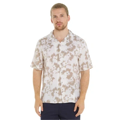 Calvin Klein Floral-print Lyocell Shirt In Neutrals