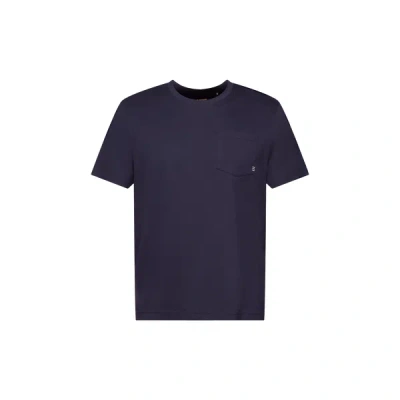 Esprit Plain T-shirt With Topstitching In Blue