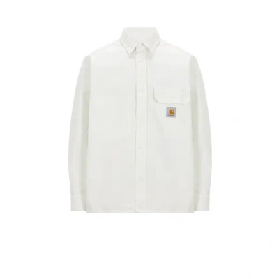 Carhartt Logo-patch Organic Cotton Shirt Jacket In Cream