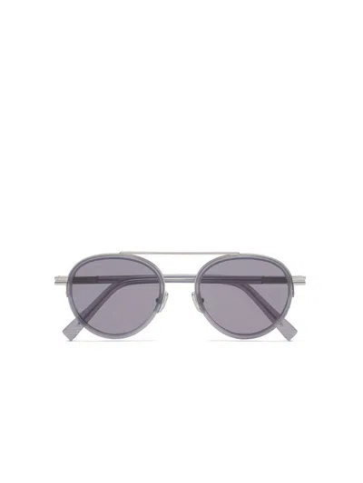 Zegna Opal Grey Orizzonte Ii Acetate And Metal Sunglasses In Gris Opalin
