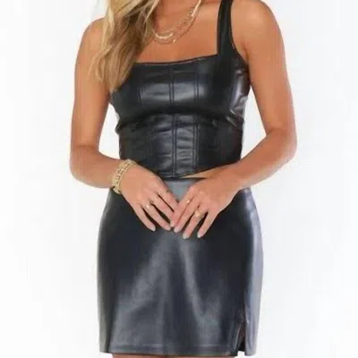 Show Me Your Mumu The Corset Top In Black Faux Leather