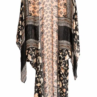 Shiraleah Printed Kimono In Black/peach In Brown