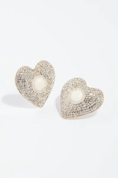Needle & Thread Loveheart Crystal Stud Earrings In Silver