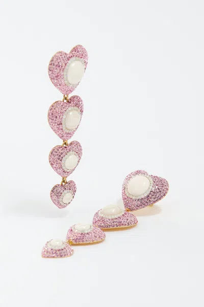 Needle & Thread Sweetheart Rose Drop Earrings In Pink