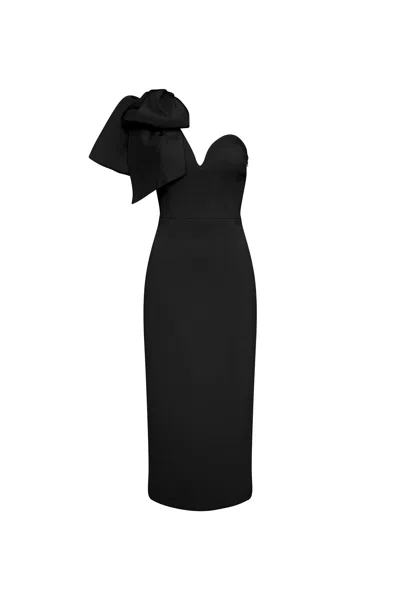 Rebecca Vallance Anais One Shoulder Midi Dress In Black
