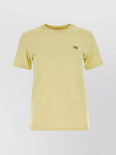 Maison Kitsuné T-shirt With Fox Patch In Yellow