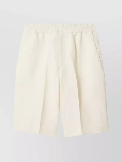 Burberry Tailored Canvas Shorts In Bianco