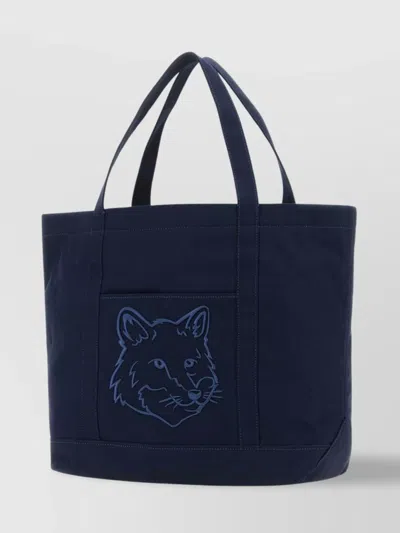 Maison Kitsuné Small Fox Head Tote Bag In Blue