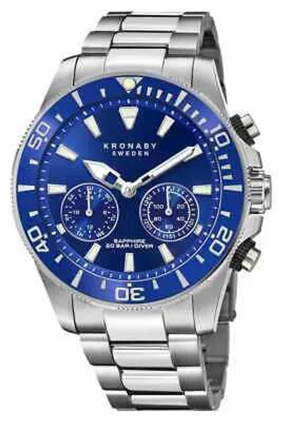 Pre-owned Kronaby Diver Hybrid Smartwatch (45.7mm) Blue Dial / Stainless Steel S3778/1