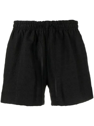 4sdesigns Check-jacquard Elasticated Shorts In Black