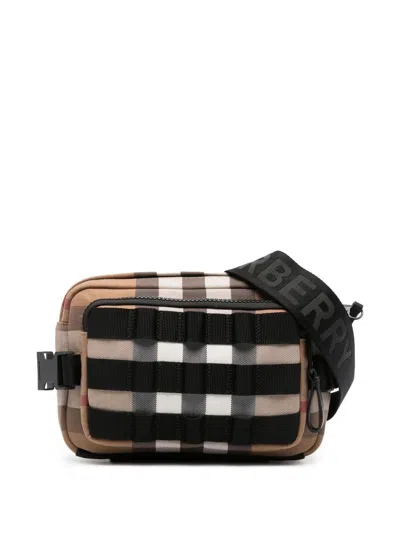 Burberry Check-pattern Crossbody Bag In Black