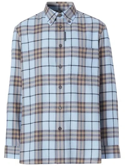 Burberry Check-pattern Flannel Shirt In Blue