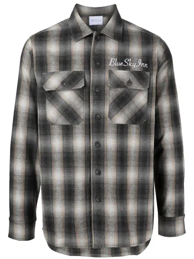 Blue Sky Inn Check-pattern Long-sleeve Shirt In Grey