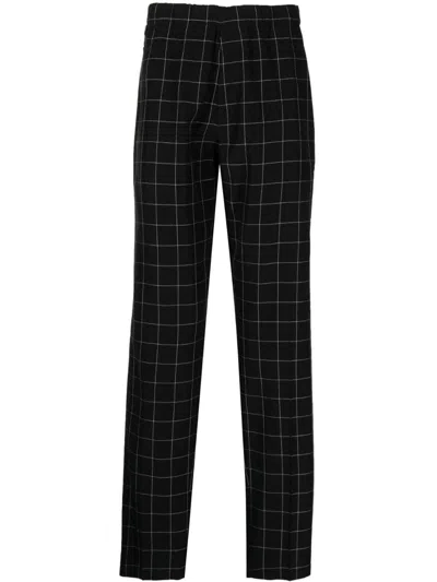 Undercover Check-pattern Silk-blend Trousers In Black