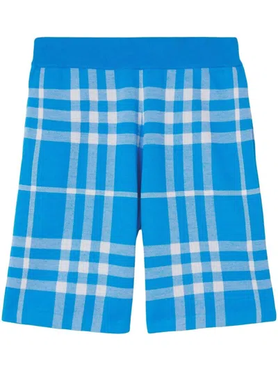 Burberry Check-print Bermuda Shorts In Blue