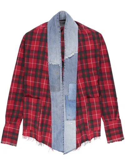 Greg Lauren Red Plaid Cardigan