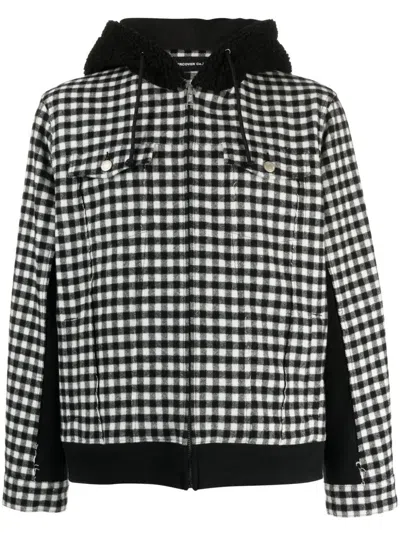 Undercover Check-print Hooded Jacket In Black