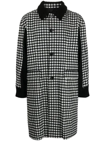 Undercover Check-print Single-breasted Coat In Black