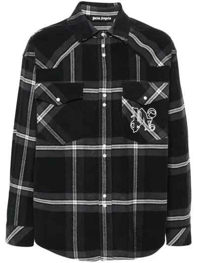 Palm Angels Checked Cotton-flannel Shirt Jacket In Black