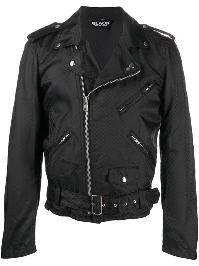 Black Comme Des Garçons Checkerboard Biker Jacket In Black