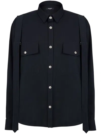 Balmain Chest Flap-pocket Detail Shirt In Black