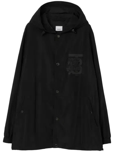 Burberry Chest Logo-print Hooded Jacket In Black