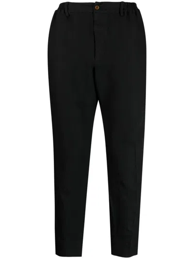 Black Comme Des Garçons Chevron-pattern Tapered Trousers In Black