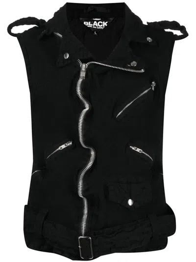Black Comme Des Garçons Chunky-knit Biker Vest In Black