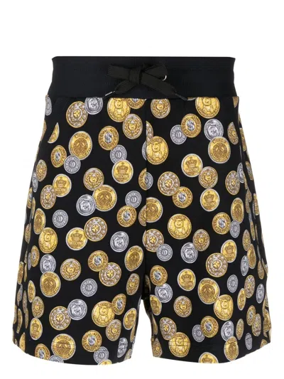 Moschino Coin-print Regular-fit Stretch-cotton Shorts In Fantasy Print Black